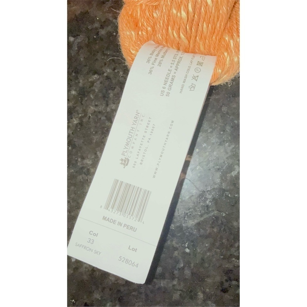Plymouth Yarn Miradores‎ Luxury Blend Yarn 50g 131yd Saffron Sky Color 33 - Picture 2 of 5
